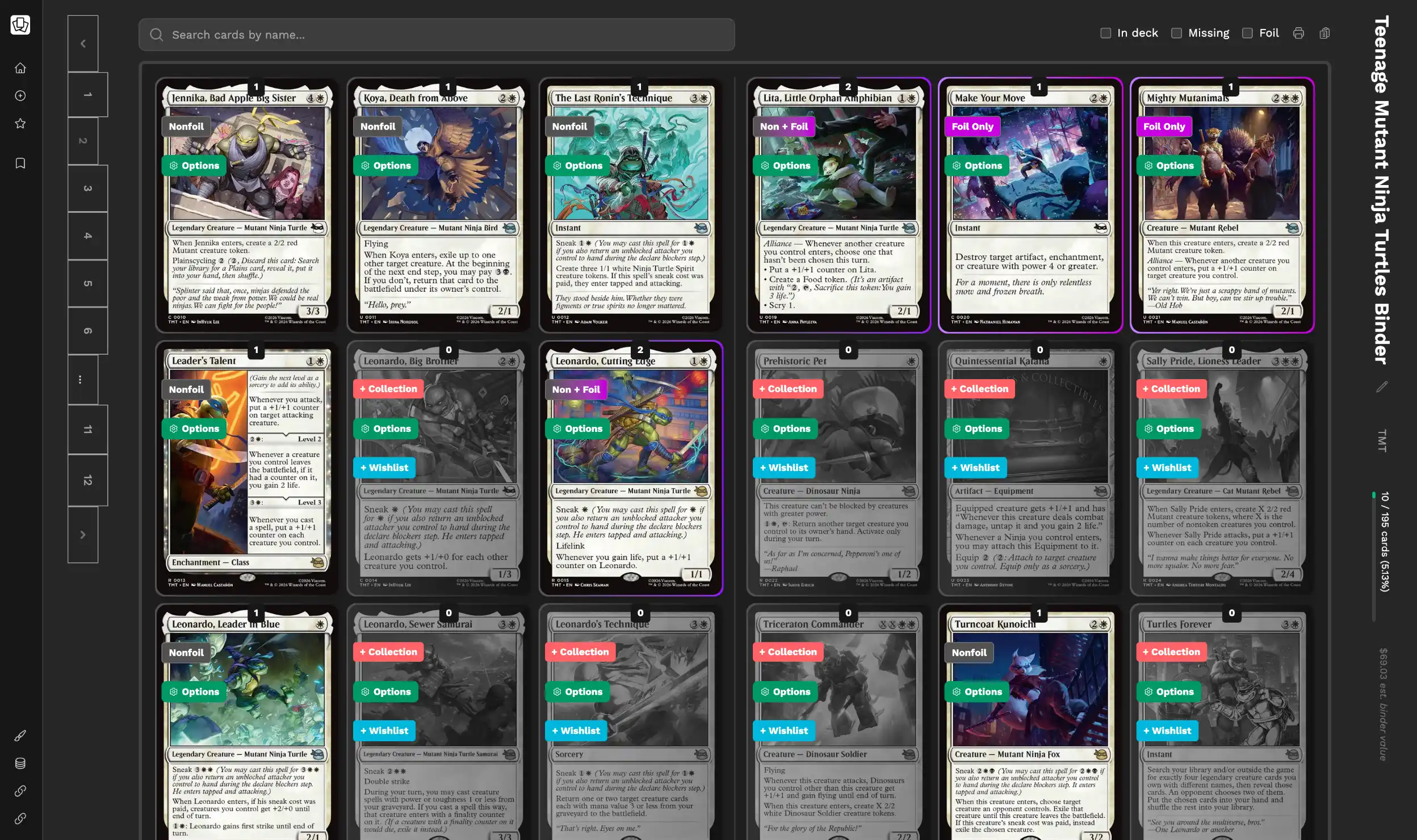 Set Binder - Magic: The Gathering Binder Collection Assistant